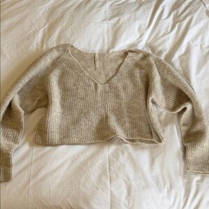 Babaton Beige V-Neck Sweater